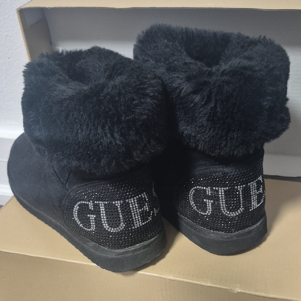 Guess Black Boots with Rhinestone Logo